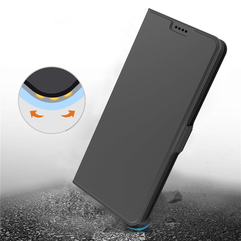 For Xiaomi Poco M4 Pro 4G Shockproof Folio Flip Case Stand Full Protection TPU + PU Leather Anti-scratch Phone Cover - Black-6