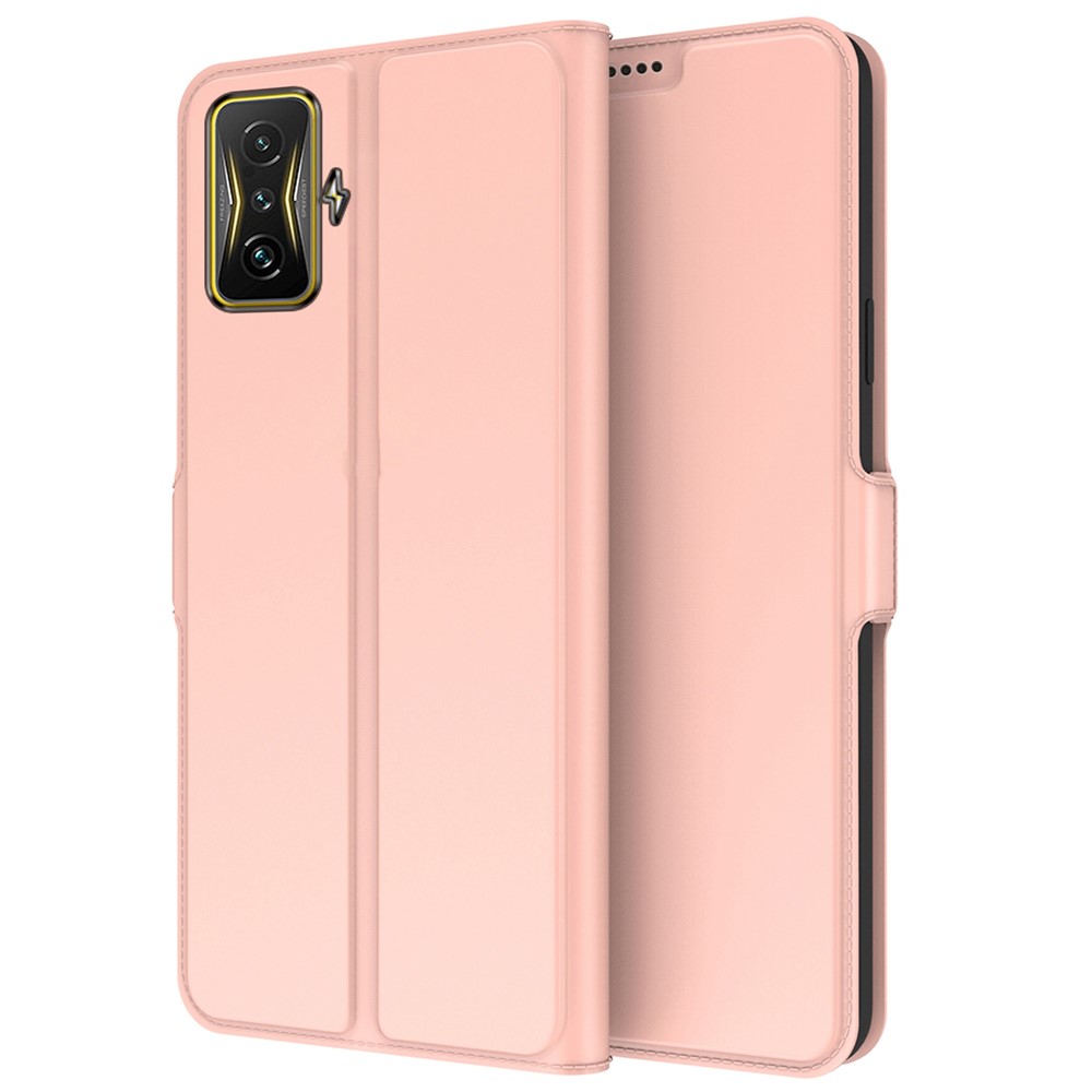 For Xiaomi Poco F4 GT / Redmi K50 Gaming 5G Shockproof Folio Flip Case Full Protection TPU + PU Leather Phone Cover with Stand - Rose Gold-1