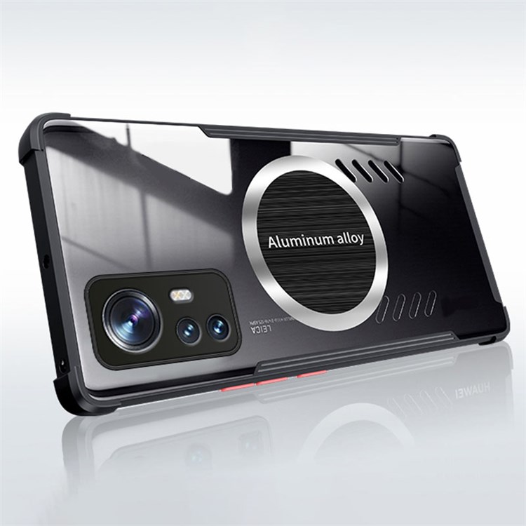 For Xiaomi 12 5G / 12X 5G / 12S 5G Heat Dissipation Cooling Phone Case PC + TPU Cover with Magnetic Holder Metal Sheet - Black-2