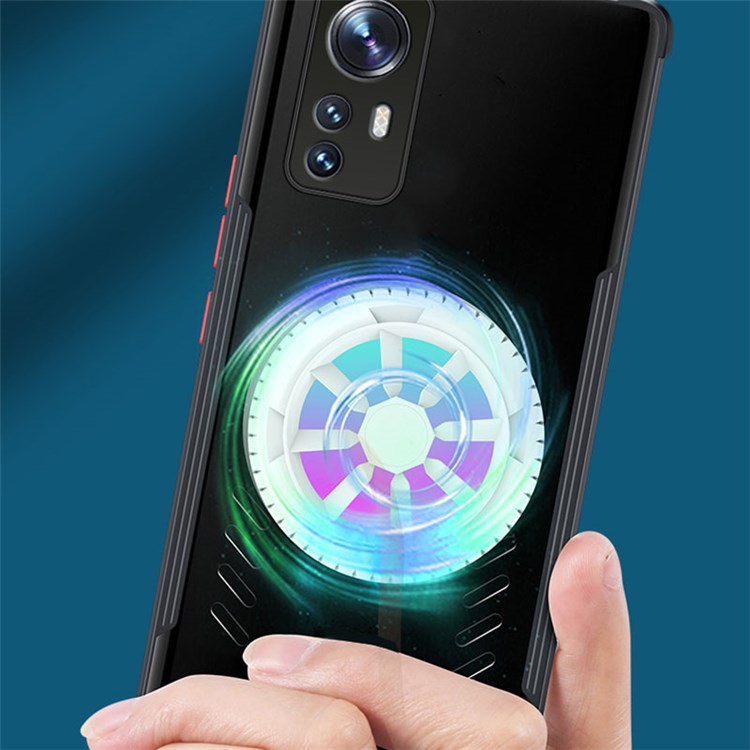 For Xiaomi 12 5G / 12X 5G / 12S 5G Heat Dissipation Cooling Phone Case PC + TPU Cover with Magnetic Holder Metal Sheet - Black-4