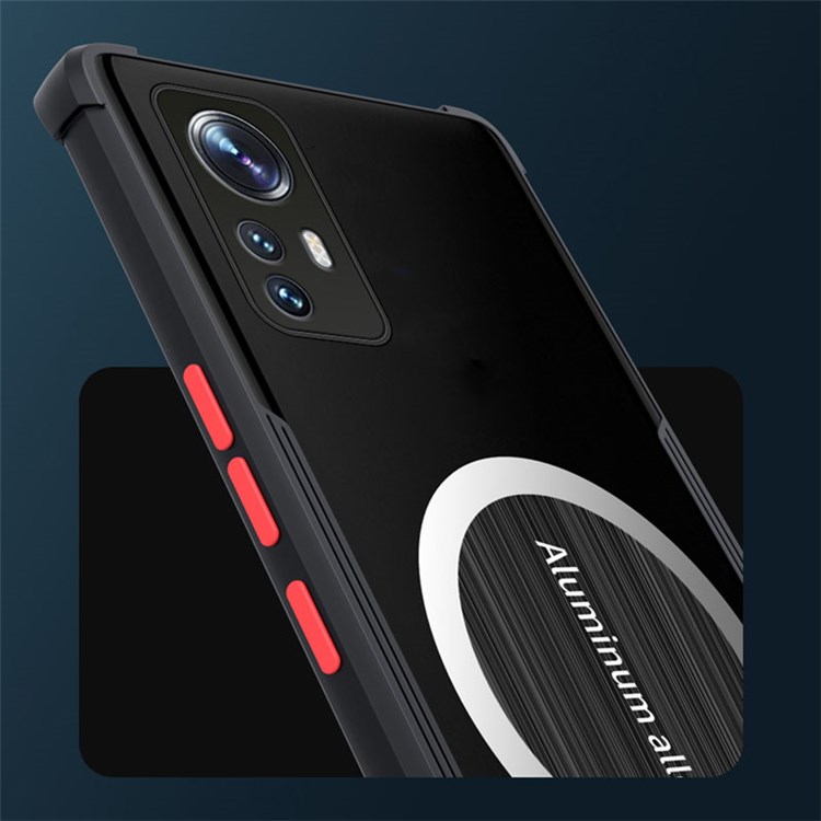 For Xiaomi 12 5G / 12X 5G / 12S 5G Heat Dissipation Cooling Phone Case PC + TPU Cover with Magnetic Holder Metal Sheet - Black-6