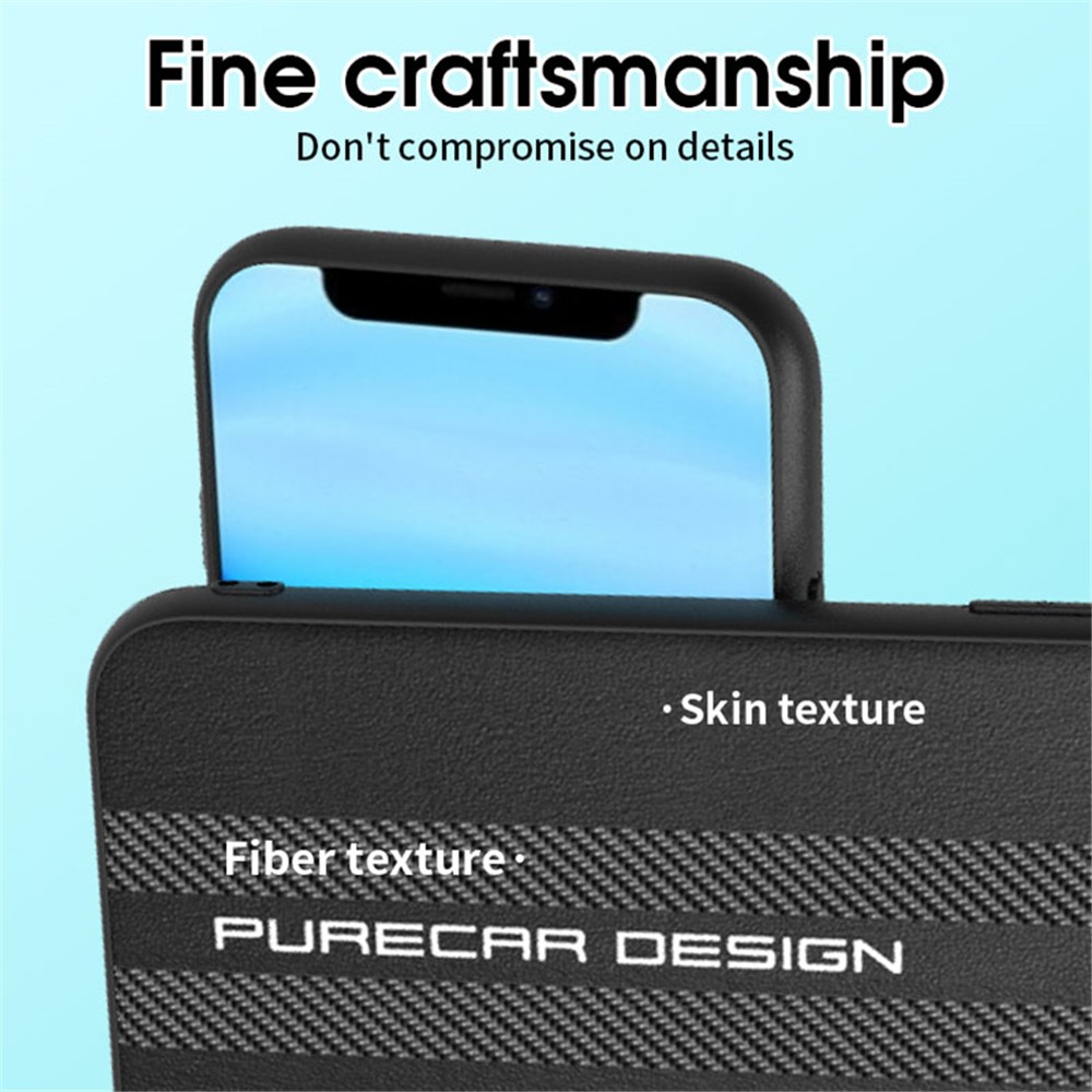 For iPhone 14 Max 6.7 inch Shockproof Carbon Fiber Textured PU Leather Coated PC+TPU Hybrid Case Phone Protective Cover - Cyan-3