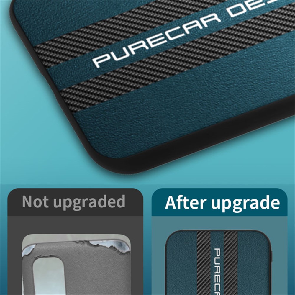 For iPhone 14 Max 6.7 inch Shockproof Carbon Fiber Textured PU Leather Coated PC+TPU Hybrid Case Phone Protective Cover - Cyan-4