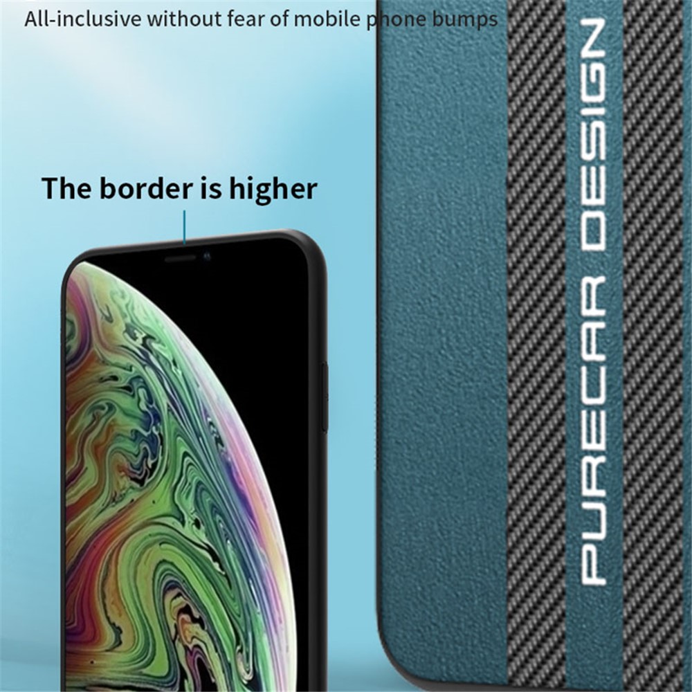 For iPhone 14 Max 6.7 inch Shockproof Carbon Fiber Textured PU Leather Coated PC+TPU Hybrid Case Phone Protective Cover - Cyan-7