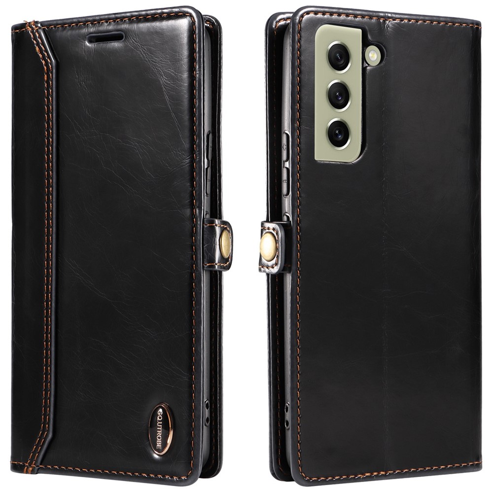 GQ.UTROBE 010 Series Cell Phone Bag Cover for Samsung Galaxy S22 5G, PU Leather+TPU RFID Blocking Phone Case Stand Wallet - Black-1
