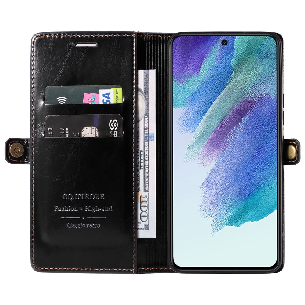 GQ.UTROBE 010 Series Cell Phone Bag Cover for Samsung Galaxy S22 5G, PU Leather+TPU RFID Blocking Phone Case Stand Wallet - Black-2