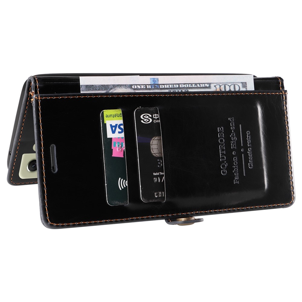 GQ.UTROBE 010 Series Cell Phone Bag Cover for Samsung Galaxy S22 5G, PU Leather+TPU RFID Blocking Phone Case Stand Wallet - Black-4