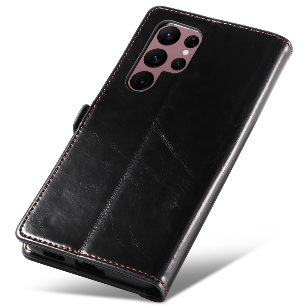 GQ.UTROBE 010 Series for Samsung Galaxy S22 Ultra 5G Lightweight Slim RFID Blocking PU Leather+TPU Cell Phone Cover Stand Wallet Phone Case - Black-7