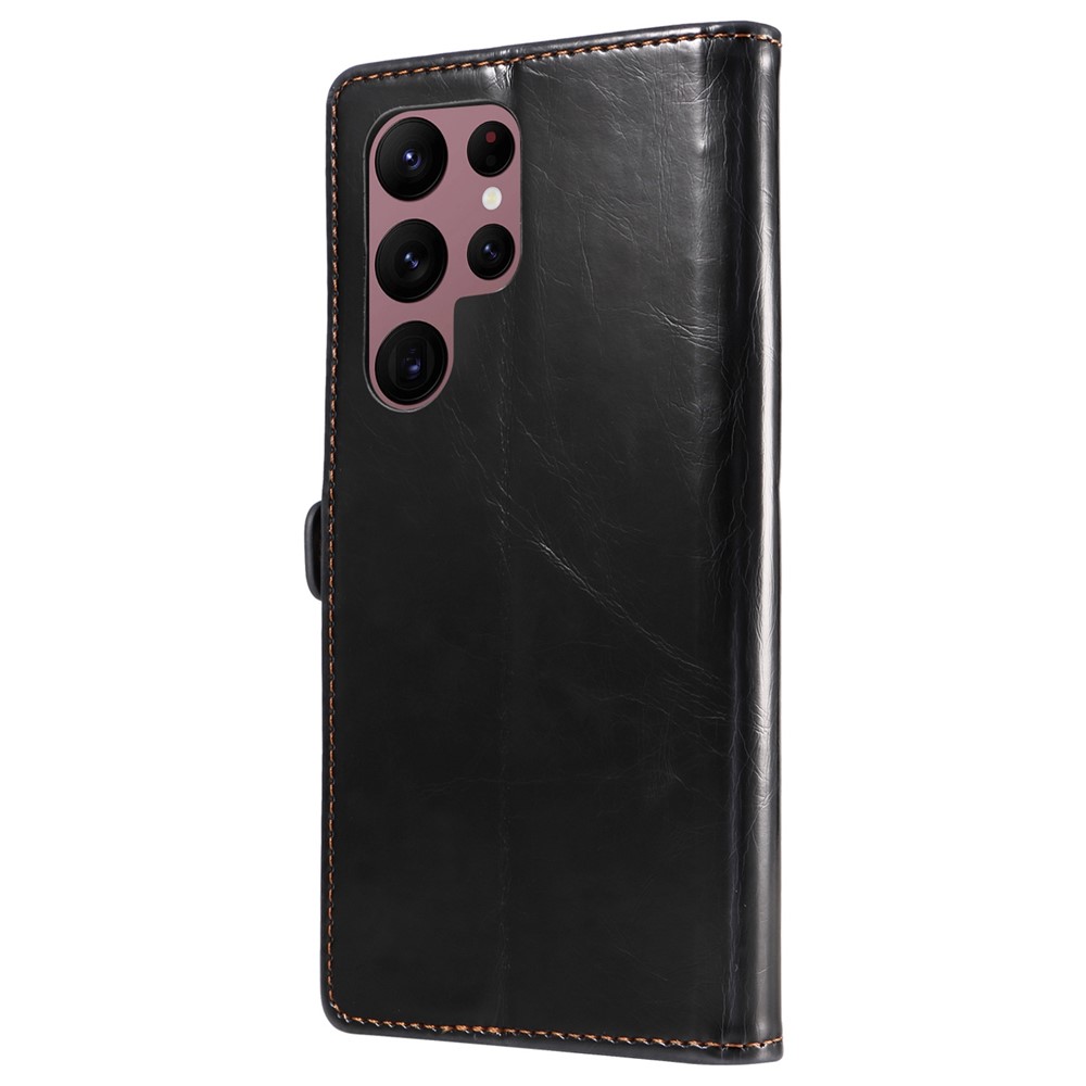 GQ.UTROBE 010 Series for Samsung Galaxy S22 Ultra 5G Lightweight Slim RFID Blocking PU Leather+TPU Cell Phone Cover Stand Wallet Phone Case - Black-9