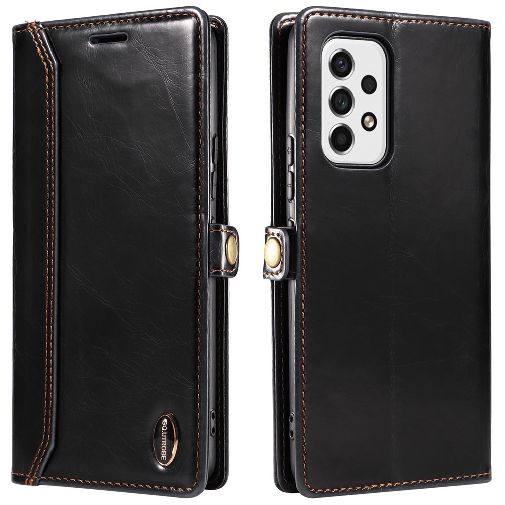 GQ.UTROBE 010 Series Cell Phone Case for Samsung Galaxy A33 5G, RFID Blocking PU Leather+TPU Phone Cover Stand Wallet - Black-1