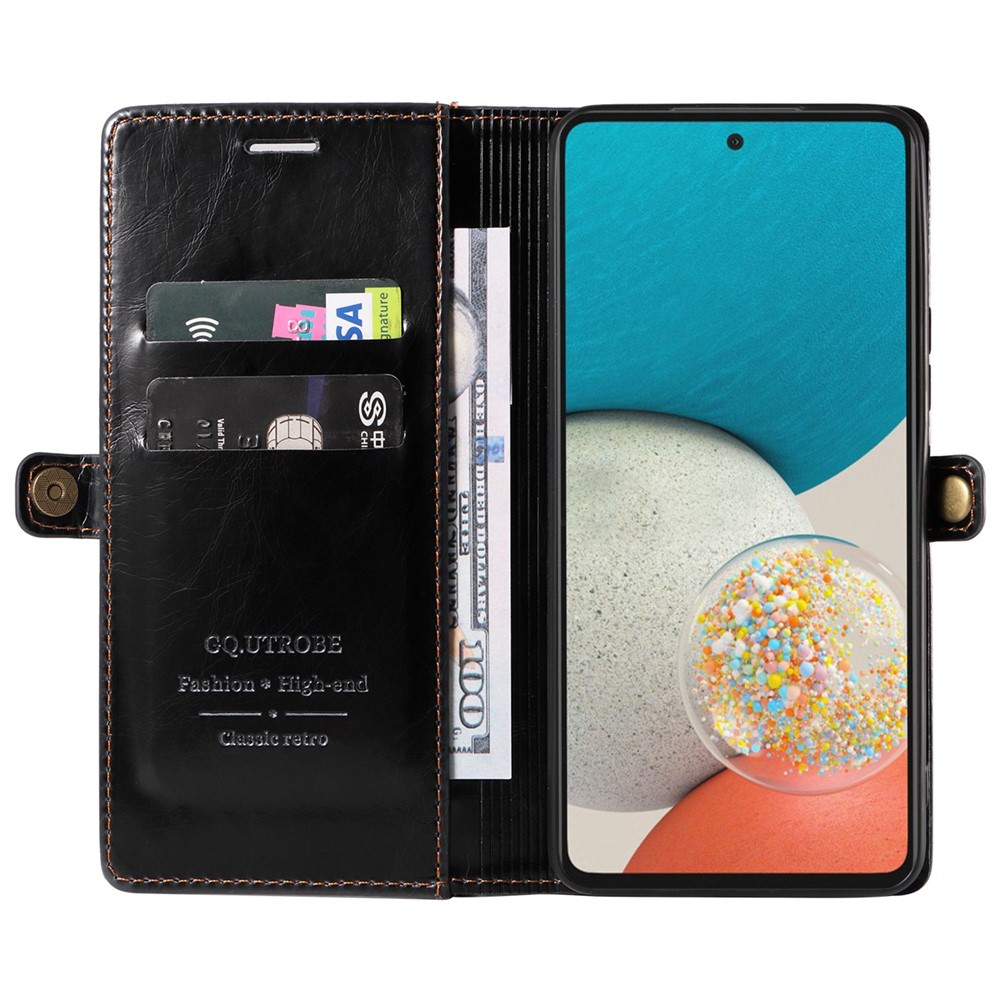 GQ.UTROBE 010 Series Cell Phone Case for Samsung Galaxy A33 5G, RFID Blocking PU Leather+TPU Phone Cover Stand Wallet - Black-2