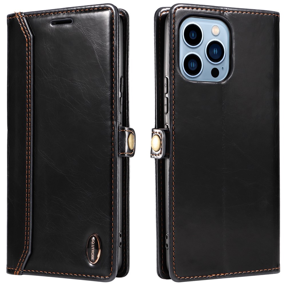 GQ.UTROBE 010 Series for iPhone 13 Pro Max 6.7 inch Anti-fall Flip Wallet Case RFID Blocking PU Leather Cover Well Protection Viewing Stand - Black-1