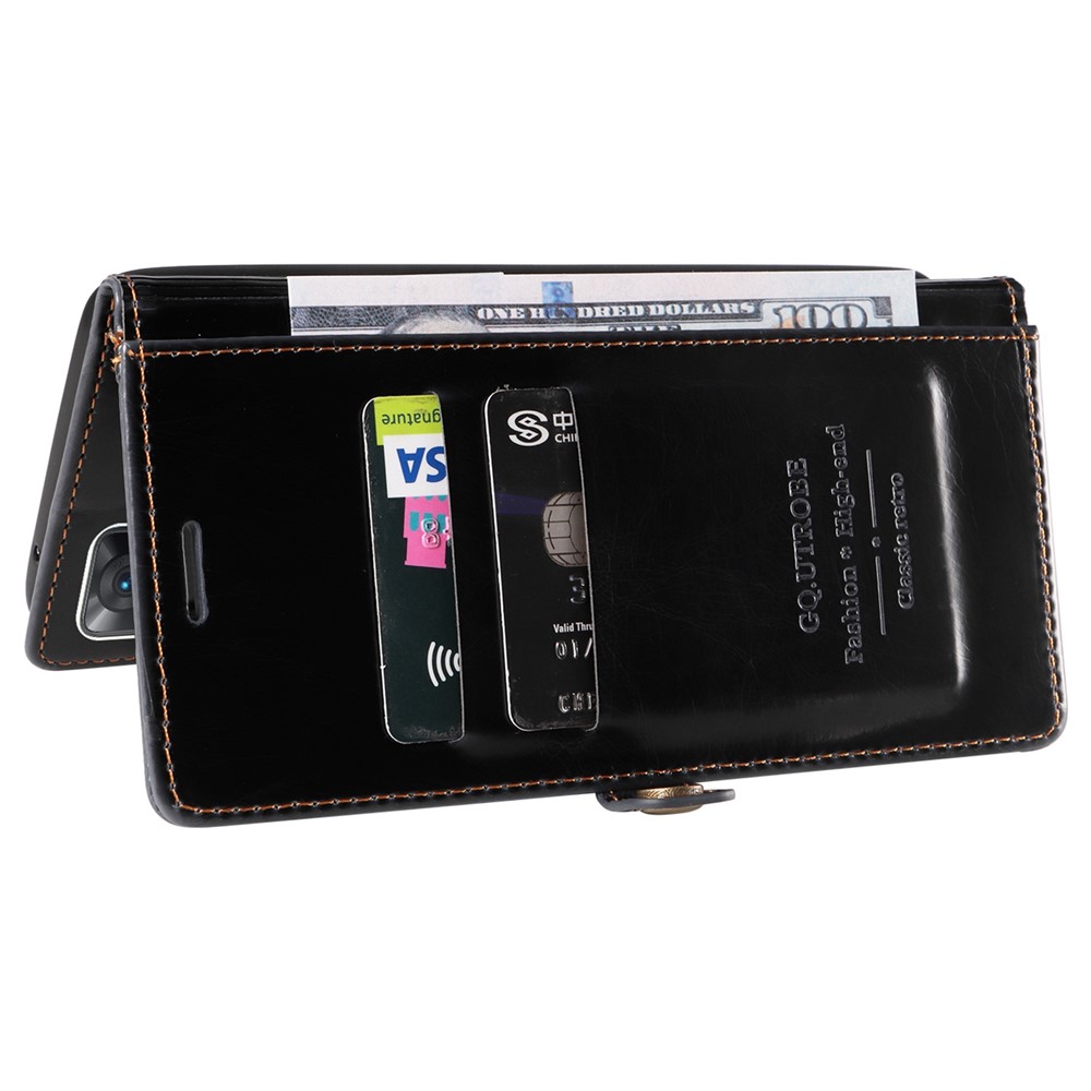 GQ.UTROBE 010 Series for Xiaomi Redmi Note 11 Pro 4G (MediaTek) / Note 11 Pro 5G (Qualcomm) Drop-proof RFID Blocking PU Leather Phone Case Anti-wear Stand Wallet Cover - Black-4