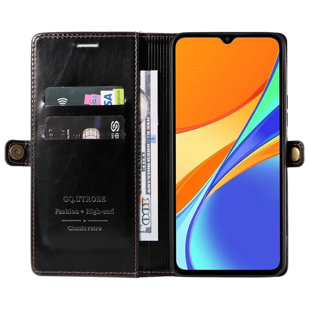 GQ.UTROBE 010 Series for Xiaomi Redmi 10A / 9C / 9C NFC Shockproof RFID Blocking PU Leather Phone Case Stand Anti-scratch Wallet Cover - Black-2