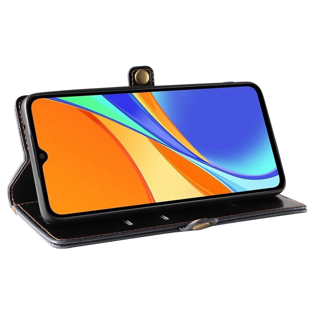 GQ.UTROBE 010 Series for Xiaomi Redmi 10A / 9C / 9C NFC Shockproof RFID Blocking PU Leather Phone Case Stand Anti-scratch Wallet Cover - Black-3