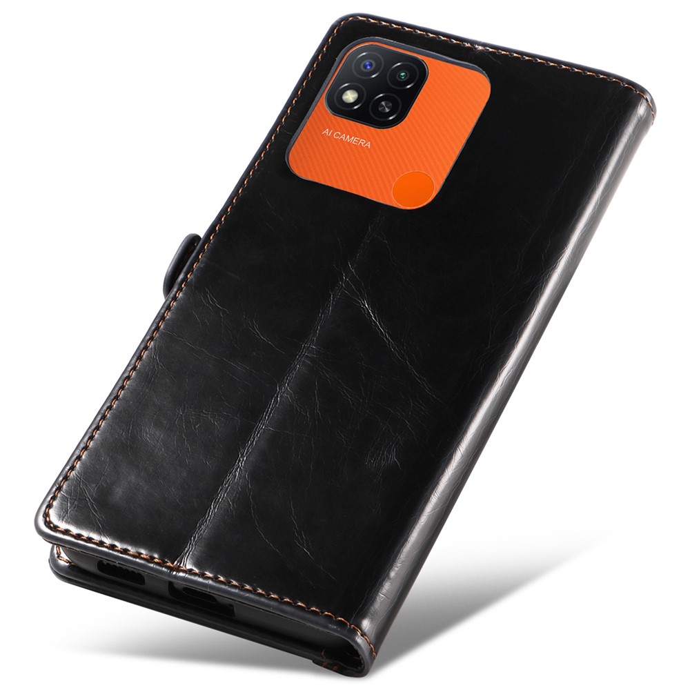 GQ.UTROBE 010 Series for Xiaomi Redmi 10A / 9C / 9C NFC Shockproof RFID Blocking PU Leather Phone Case Stand Anti-scratch Wallet Cover - Black-6