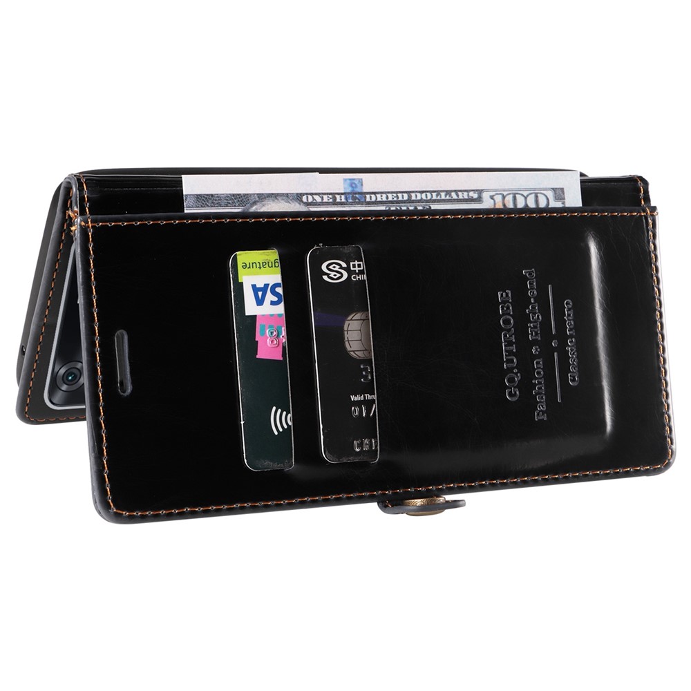 GQ.UTROBE 010 Series Phone Cover for Xiaomi Poco M4 Pro 4G Full Covering PU Leather Cell Phone Wallet Case Viewing Stand - Black-4