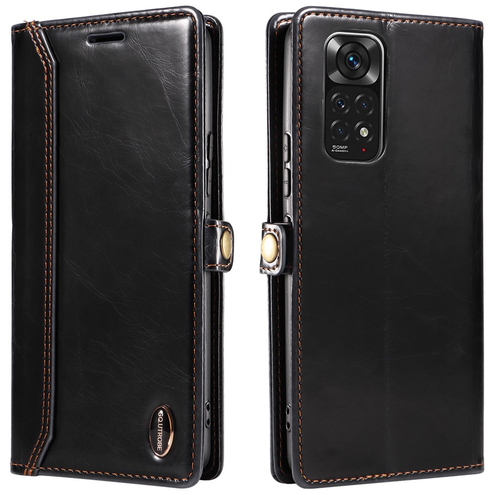 GQ.UTROBE 010 Series for Xiaomi Redmi Note 11S 4G / Note 11 4G (Qualcomm) Anti-fall Flip Leather Case Mobile Phone Cover Wallet Stand - Black-1