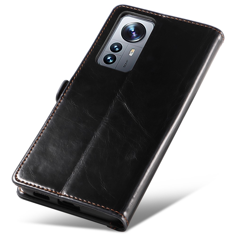 GQ.UTROBE 010 Series Anti-fall Phone Case for Xiaomi 12 Pro 5G / 12S Pro 5G / 12 Pro (Dimensity) 5G, RFID Blocking PU Leather+TPU Anti-scratch Phone Cover Wallet Stand - Black-6