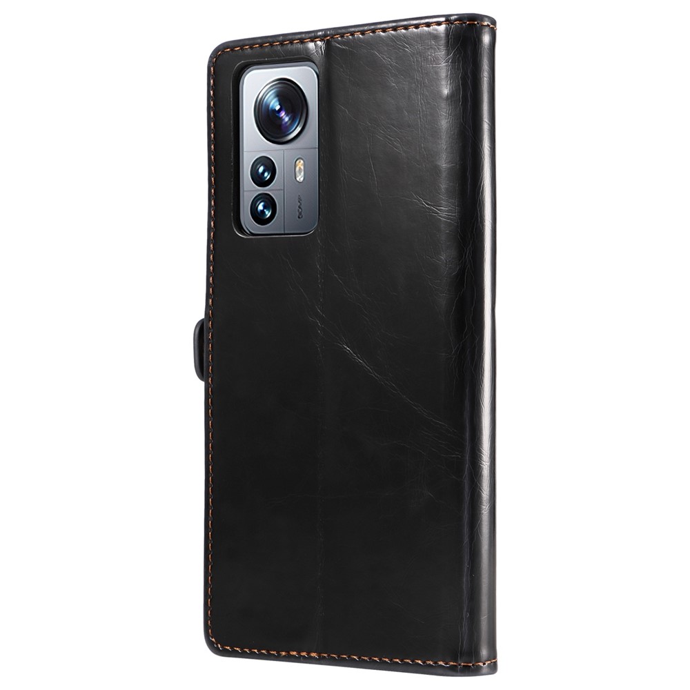 GQ.UTROBE 010 Series Anti-fall Phone Case for Xiaomi 12 Pro 5G / 12S Pro 5G / 12 Pro (Dimensity) 5G, RFID Blocking PU Leather+TPU Anti-scratch Phone Cover Wallet Stand - Black-8