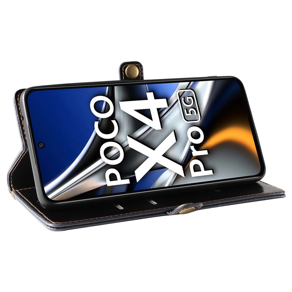 GQ.UTROBE 010 Series for Xiaomi Poco X4 Pro 5G Shockproof Phone Wallet Case RFID Blocking PU Leather+TPU Cell Phone Cover with Stand - Black-3