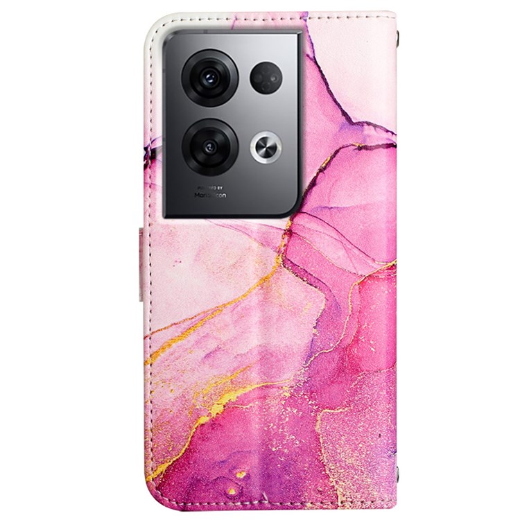Pattern Printing Leather Series-5 for Oppo Reno8 Pro+ 5G Protective Case Marble Pattern Leather Phone Cover with Wallet Stand - Pink / Purple / Gold LS001-11