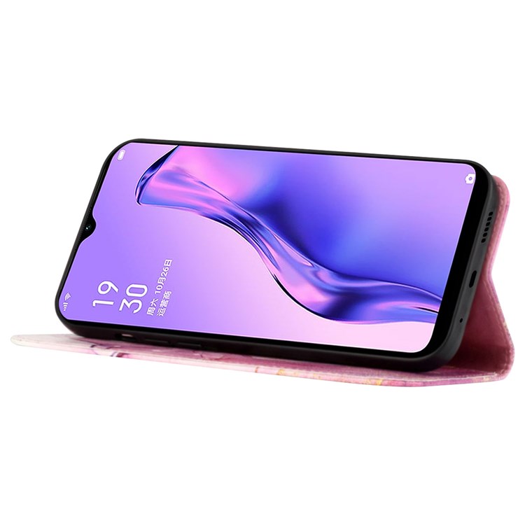 Pattern Printing Leather Series-5 for Oppo Reno8 Pro+ 5G Protective Case Marble Pattern Leather Phone Cover with Wallet Stand - Pink / Purple / Gold LS001-2