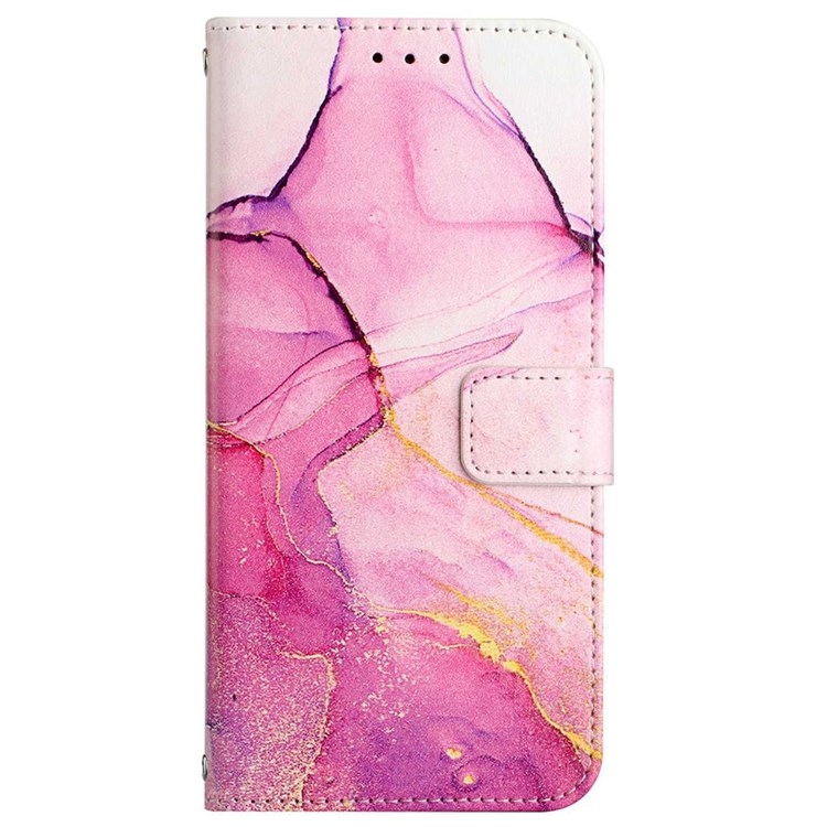 Pattern Printing Leather Series-5 for Motorola Moto G52j 5G Leather Cover Marble Pattern Phone Wallet Stand Protective Case - Pink / Purple / Gold LS001-10
