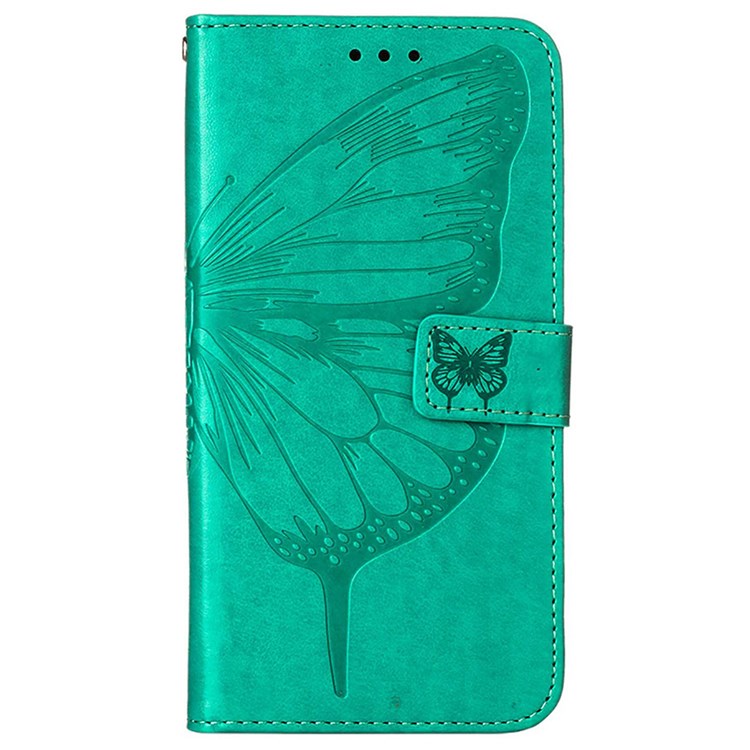 YB Imprinting Flower Series-4 Leather Phone Case for Oppo K10 Pro 5G, Butterfly Flower Imprinted Shell - Green-8