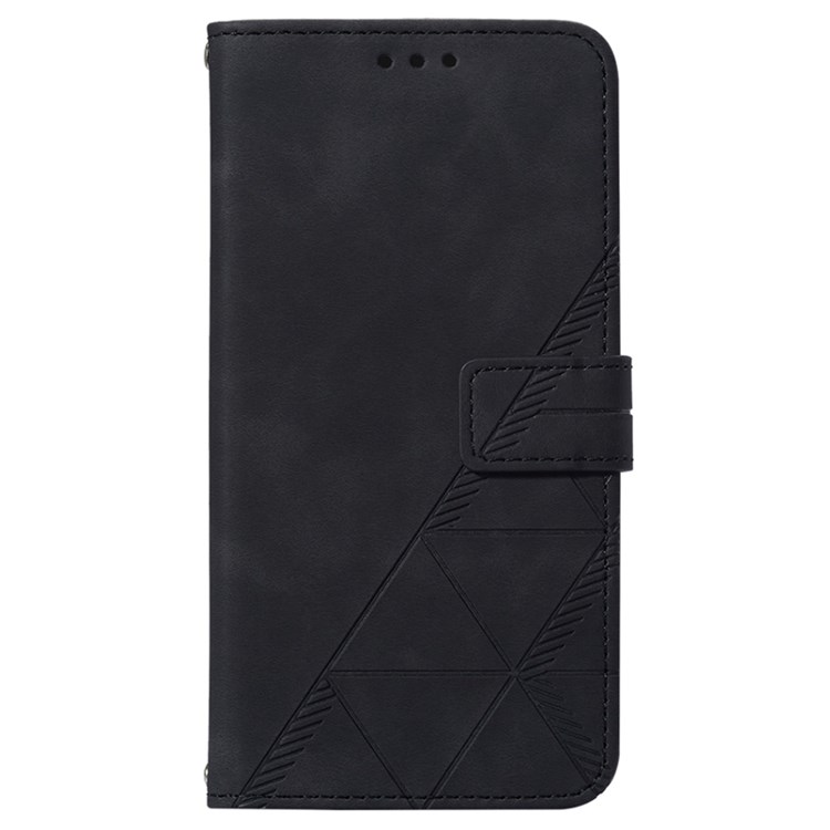 For Oppo K10 Pro 5G YB Imprinting Series-1 Wallet Case PU Leather Lines Imprinted Stand Magnetic Flip Cover with Hand Strap - Black-8