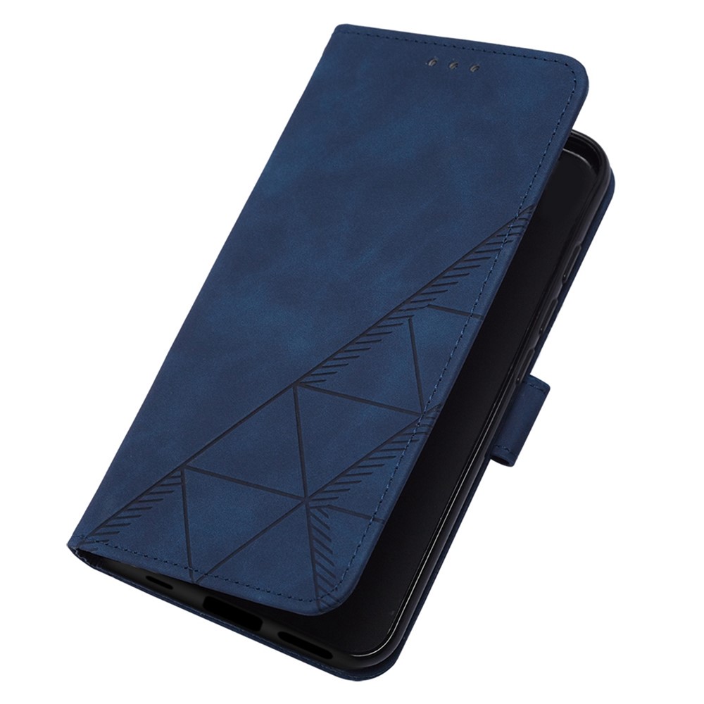 Estuche de Teléfono de Estilo de Negocio Para Xiaomi 12 Lite 5G YB Impresión Serie-2 Líneas Impresas Anti-Drop PU Cubierta de Cuero Con Correa Para el Hombro / Cartera - Zafiro