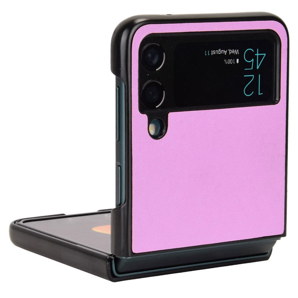 For Samsung Galaxy Z Flip4 5G Shockproof Phone Cover Anti-scratch Textured PU Leather Coated PC Mobile Phone Case - Purple-2