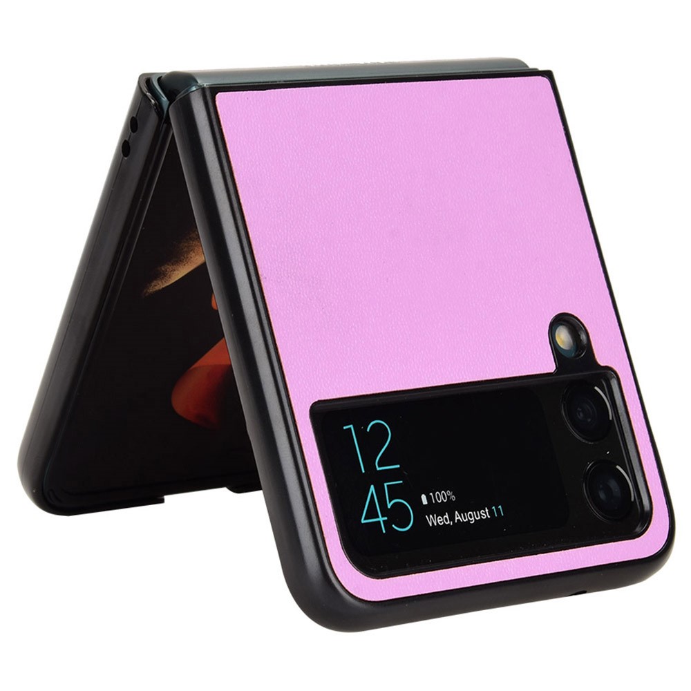 For Samsung Galaxy Z Flip4 5G Shockproof Phone Cover Anti-scratch Textured PU Leather Coated PC Mobile Phone Case - Purple-3