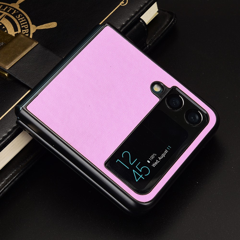 For Samsung Galaxy Z Flip4 5G Shockproof Phone Cover Anti-scratch Textured PU Leather Coated PC Mobile Phone Case - Purple-6