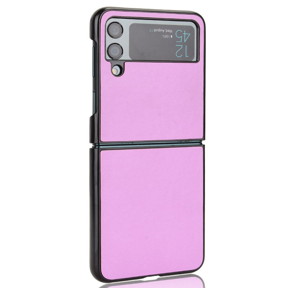 For Samsung Galaxy Z Flip4 5G Shockproof Phone Cover Anti-scratch Textured PU Leather Coated PC Mobile Phone Case - Purple-7