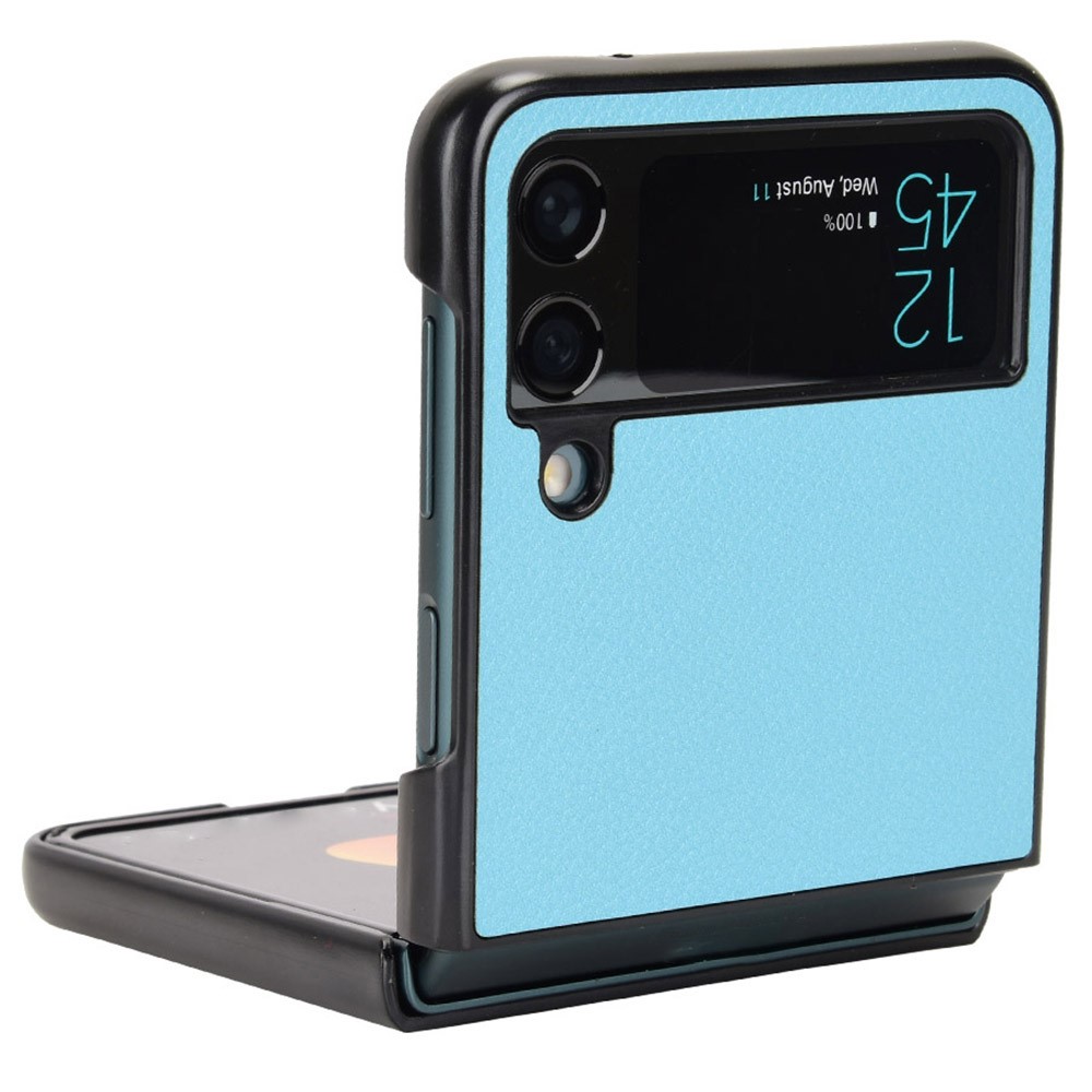 For Samsung Galaxy Z Flip4 5G Anti-wear Litchi Texture PU Leather Coated PC Case Drop-proof Cell Phone Cover - Baby Blue-2