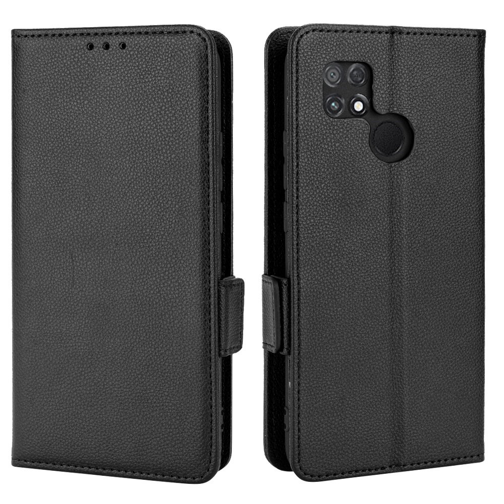 Protective Phone Cover for Xiaomi Poco C40 4G, Magnetic Clasp Folio Flip Wallet Case Stand PU Leather Litchi Texture Shell - Black-1