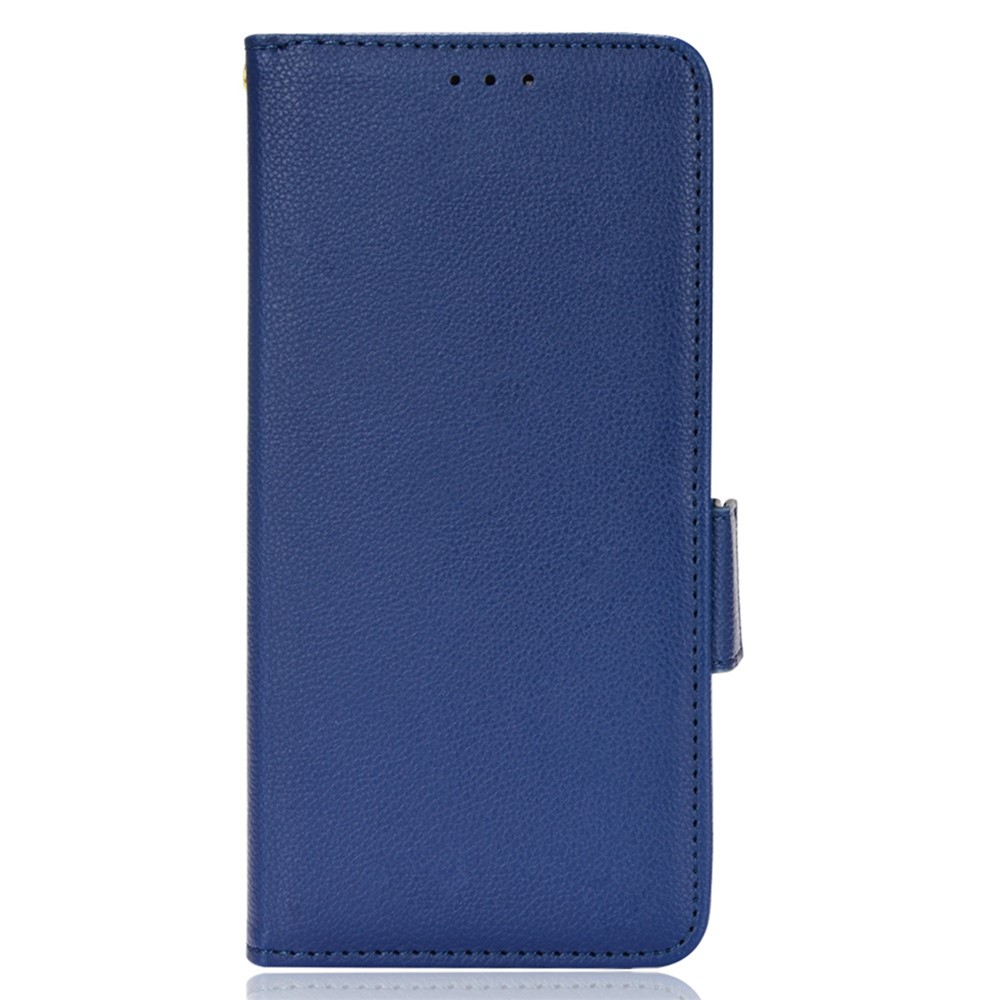 For Samsung Galaxy M13 4G PU Leather Litchi Texture Phone Case Stand Function Dual Magnetic Clasp Flip Wallet Cover - Dark Blue-7
