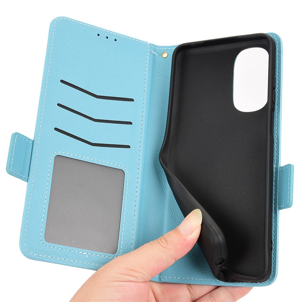Protective Case for Motorola Moto G Stylus 5G (2022) Magnetic Clasp Folio Flip Cover PU Leather Litchi Texture Phone Case with Stand / Wallet - Baby Blue-6