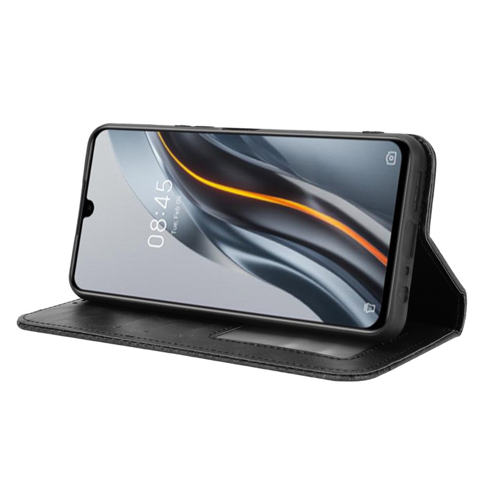 For Infinix Note 12 G96 / Note 12 Turbo / X670 Anti-fall Retro Texture Phone Flip Leather Case Wallet Stand Full Protection Magnetic Phone Cover - Black-3