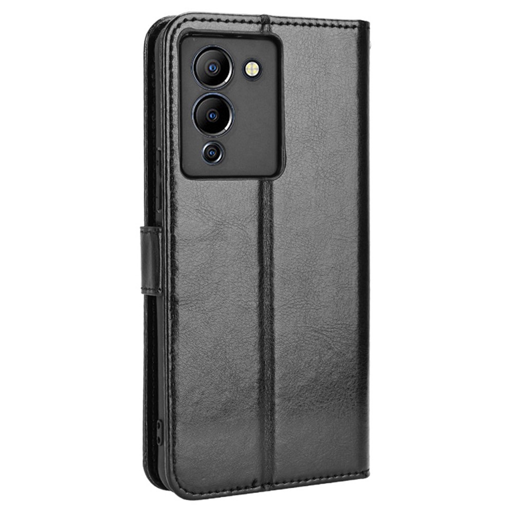 For Infinix Note 12 G96 / Note 12 Turbo / X670 Drop-proof Phone Wallet Case Full Protection Anti-scratch Crazy Horse Texture PU Leather Cover - Black-6