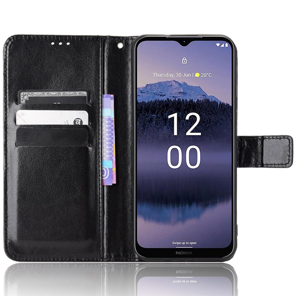 For Nokia G11 Plus 4G Drop-proof Cell Phone Wallet Case Crazy Horse Texture PU Leather Stand Cover Protective Shell - Black-2