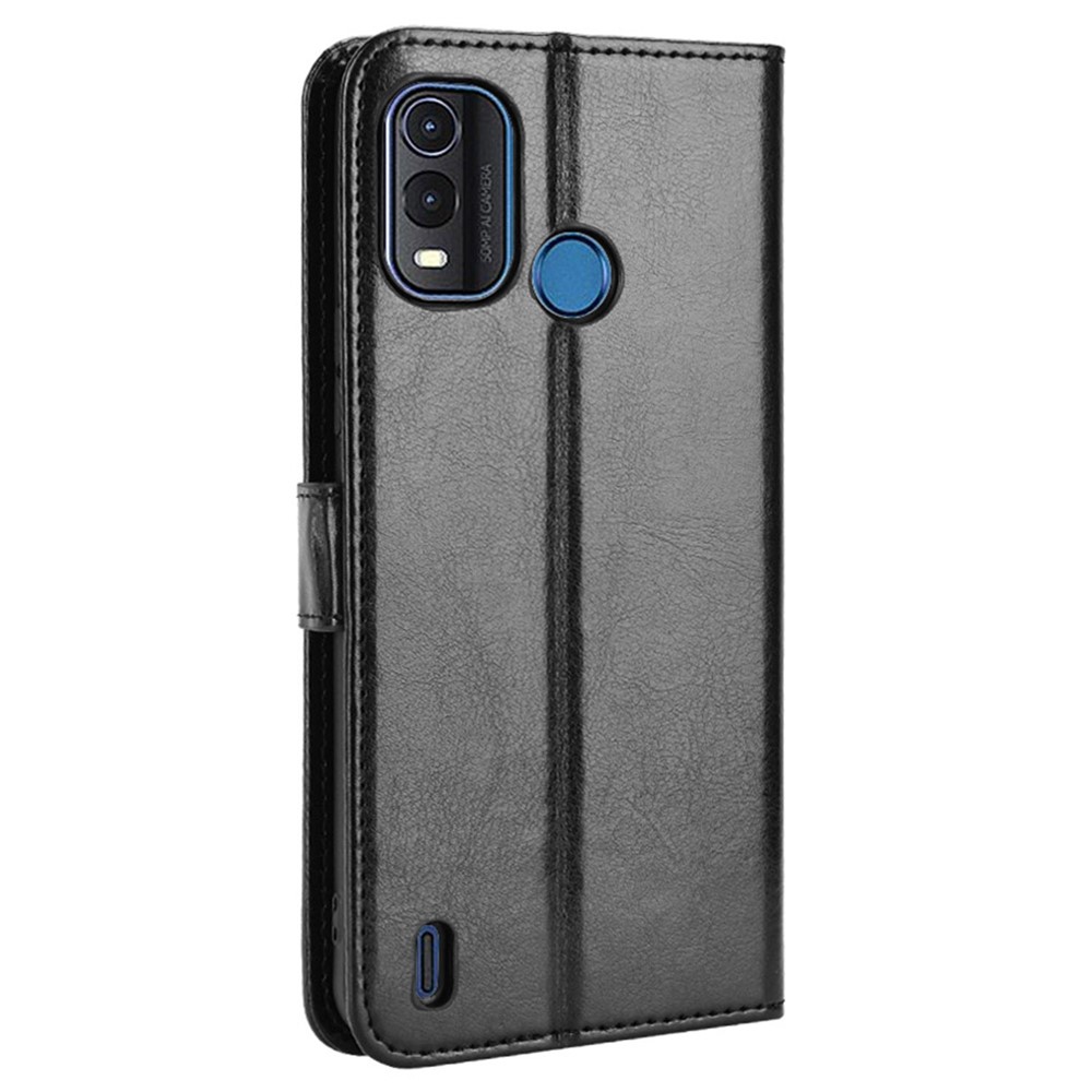 For Nokia G11 Plus 4G Drop-proof Cell Phone Wallet Case Crazy Horse Texture PU Leather Stand Cover Protective Shell - Black-6