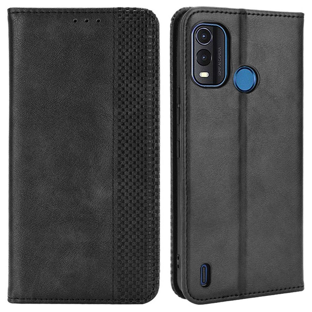 For Nokia G11 Plus 4G Auto Closing Magnetic Retro PU Leather Wallet Case Stand Function Phone Shell Cover - Black-1