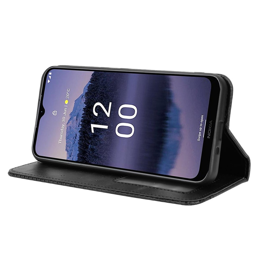 For Nokia G11 Plus 4G Auto Closing Magnetic Retro PU Leather Wallet Case Stand Function Phone Shell Cover - Black-3