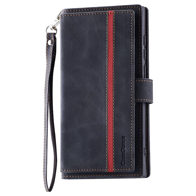 CASEDANCE Waltz 002 Series for Samsung Galaxy S22 Ultra 5G Supporting Stand Design PU Leather Magnetic Phone Cover Wallet Cell Phone Case - Black-8