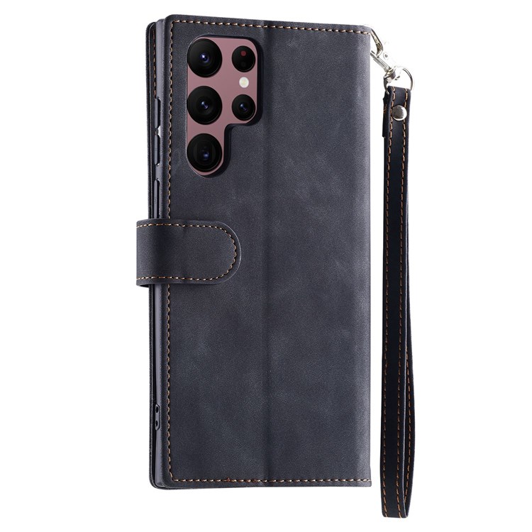 CASEDANCE Waltz 002 Series for Samsung Galaxy S21 Ultra 5G Lightweight Wallet Anti-scratch PU Leather Magnetic Phone Cover Stand Phone Case - Black-9