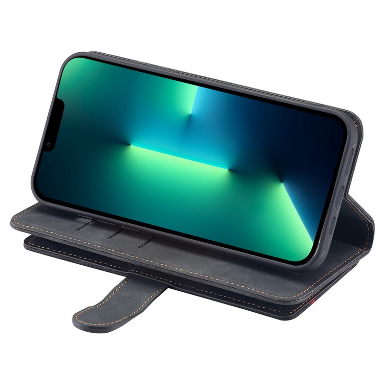 CASEDANCE Waltz 002 Series Magnetic Closure Phone Cover for iPhone 12 Pro Max 6.7 inch, Handy Strap Wallet Adjustable Stand Phone Case - Black-3