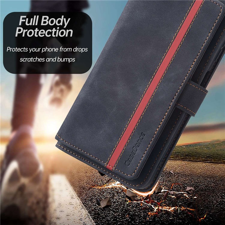 CASEDANCE Waltz 002 Series Magnetic Closure Phone Cover for iPhone 12 Pro Max 6.7 inch, Handy Strap Wallet Adjustable Stand Phone Case - Black-6