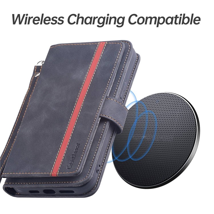 CASEDANCE Waltz 002 Series Magnetic Closure Phone Cover for iPhone 12 Pro Max 6.7 inch, Handy Strap Wallet Adjustable Stand Phone Case - Black-8